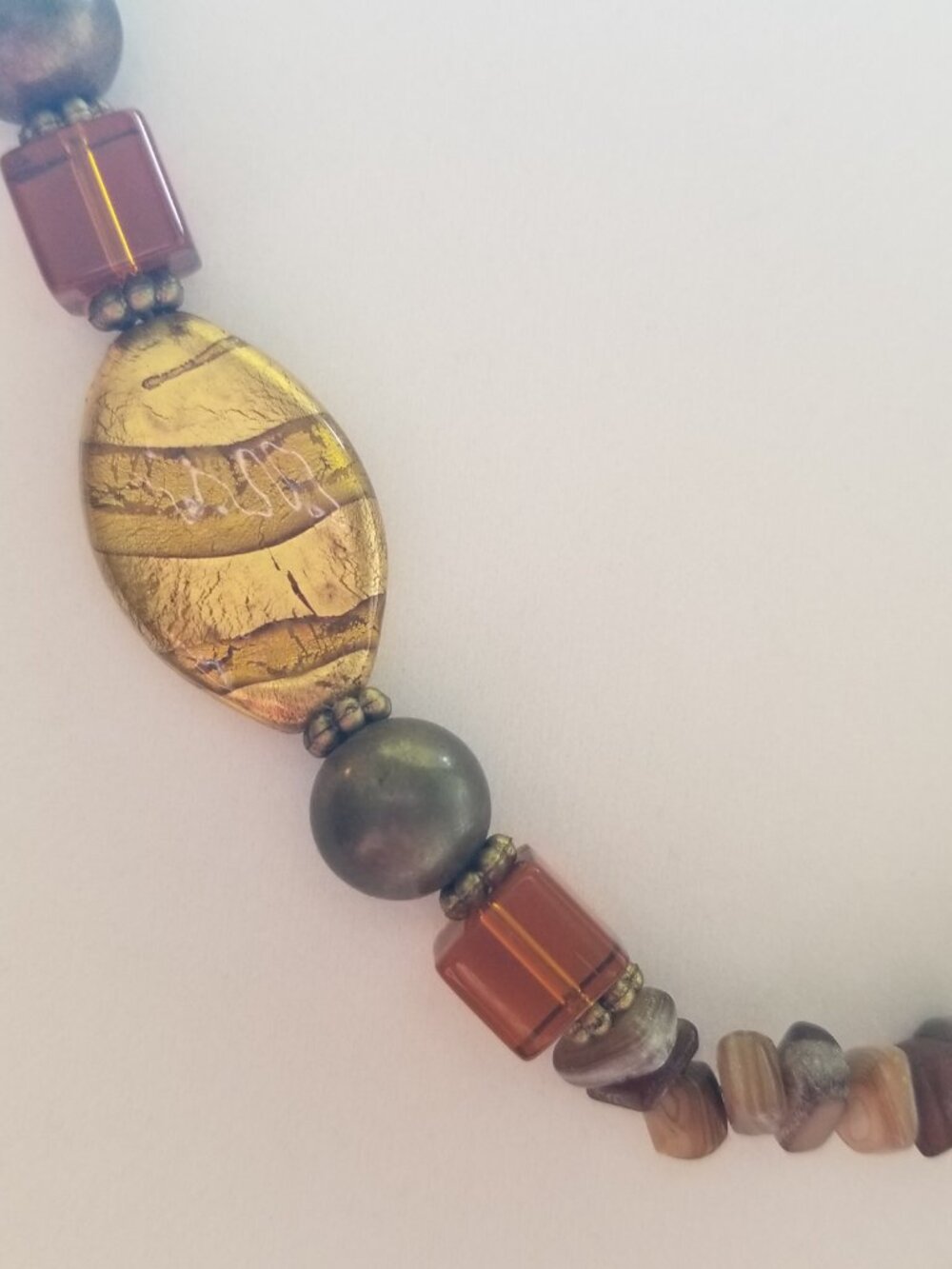 Premier Designs Beaded Necklace 19" plus 3" Extender Brass Spice it Up